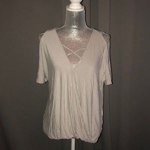 American Eagle Striped Surplice Shirt